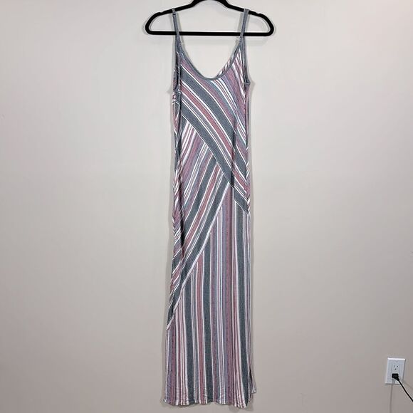 BCBGmaxazria Spaghetti Strap Dayln Stripe Jacquard Maxi Slit Dress Women Medium - Picture 2 of 10